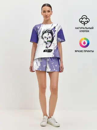 Женская пижама с шортами / Танджиро и Незуко Камадо