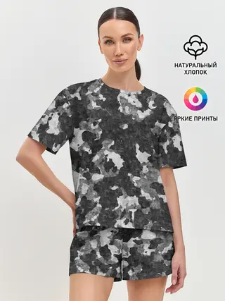 Женская пижама с шортами / Gray Camouflage