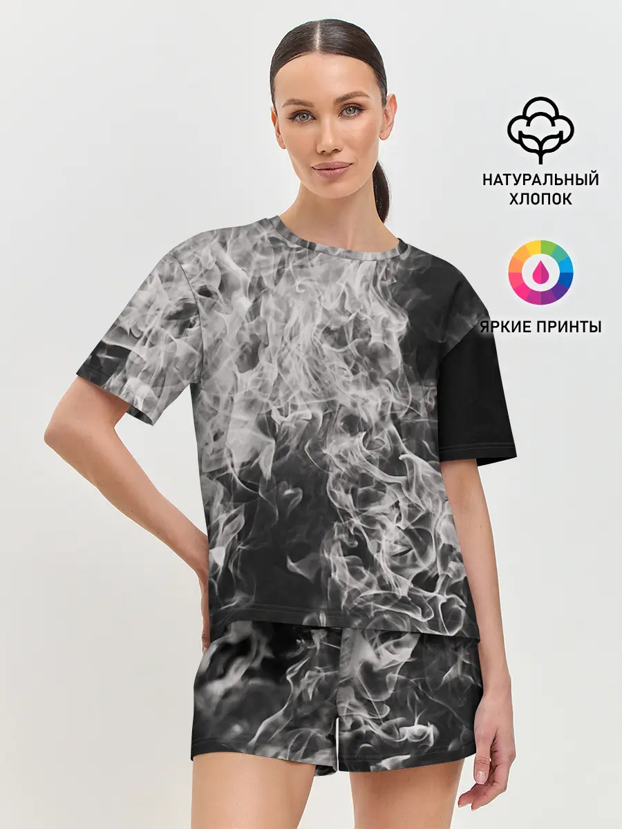 Женская пижама с шортами / Fire and Smoke