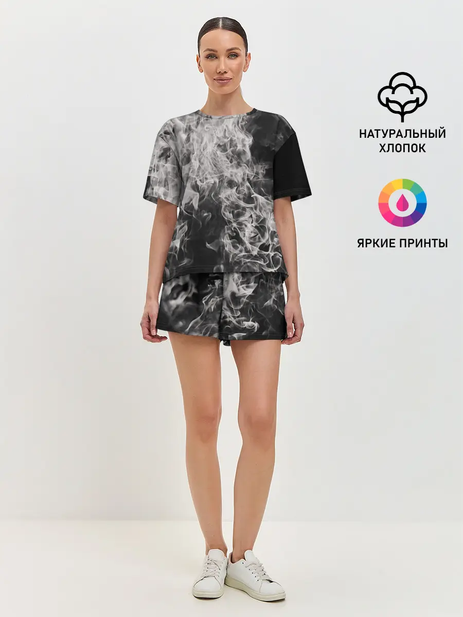 Женская пижама с шортами / Fire and Smoke