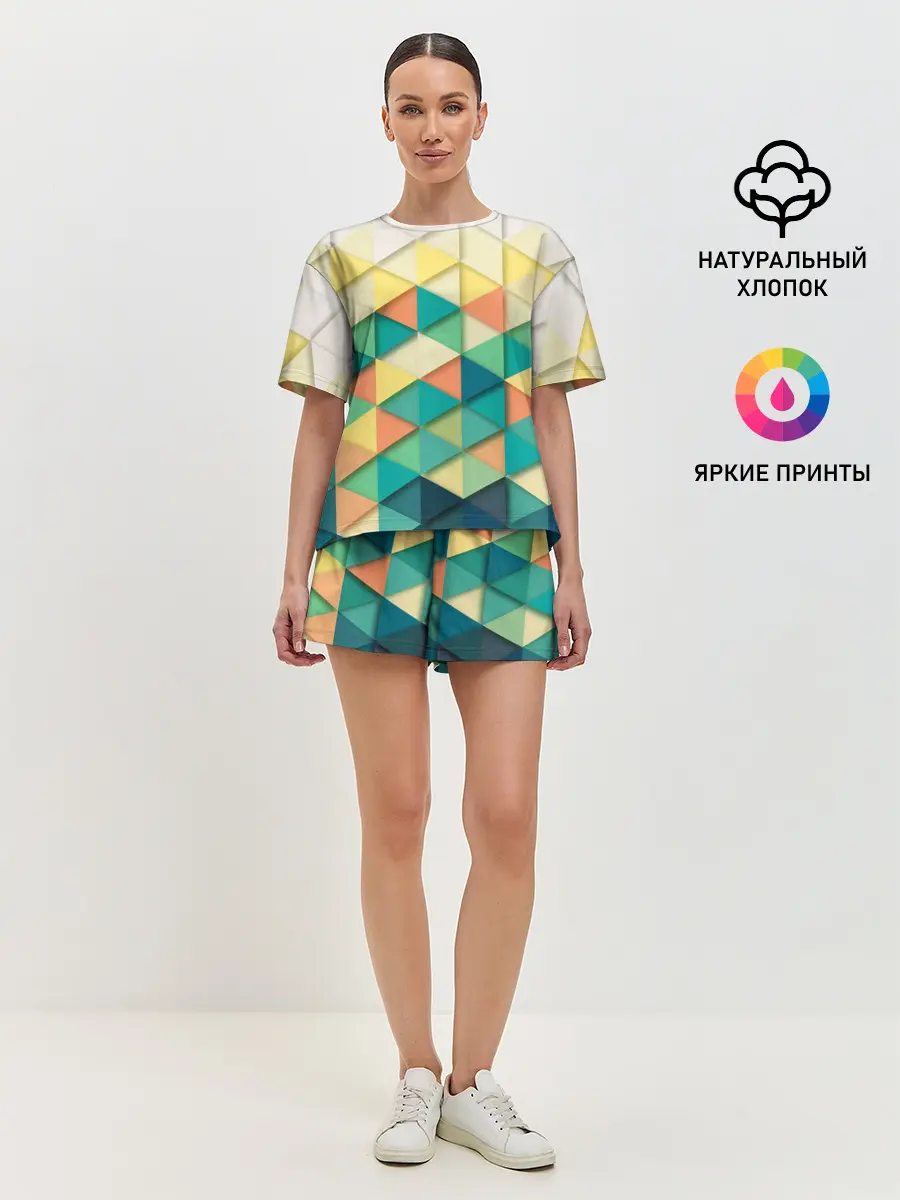 Женская пижама с шортами / Ромбики