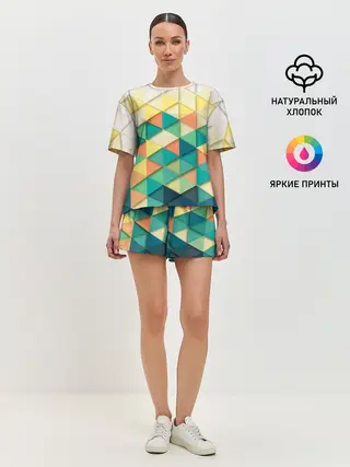 Женская пижама с шортами / Ромбики