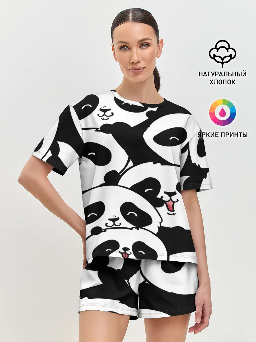 Женская пижама с шортами / панды