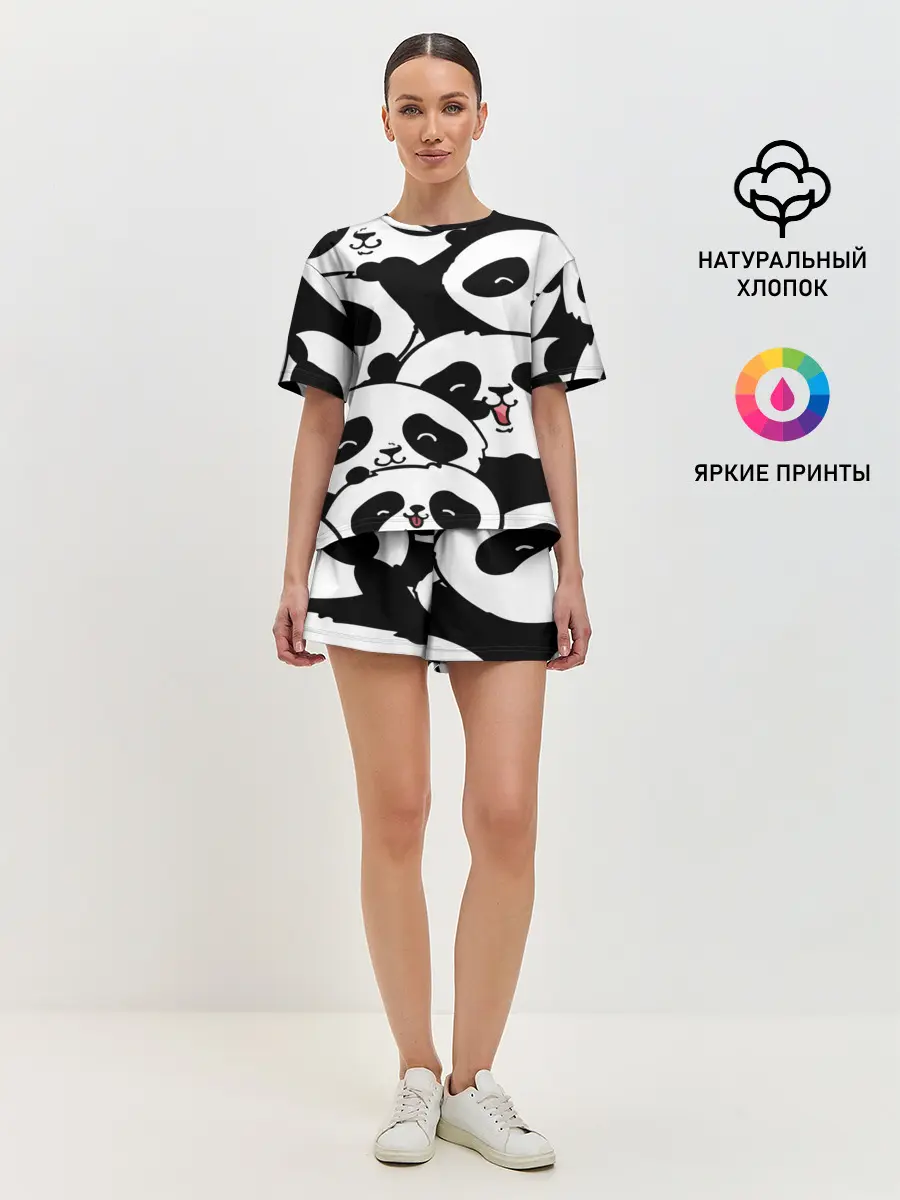 Женская пижама с шортами / панды