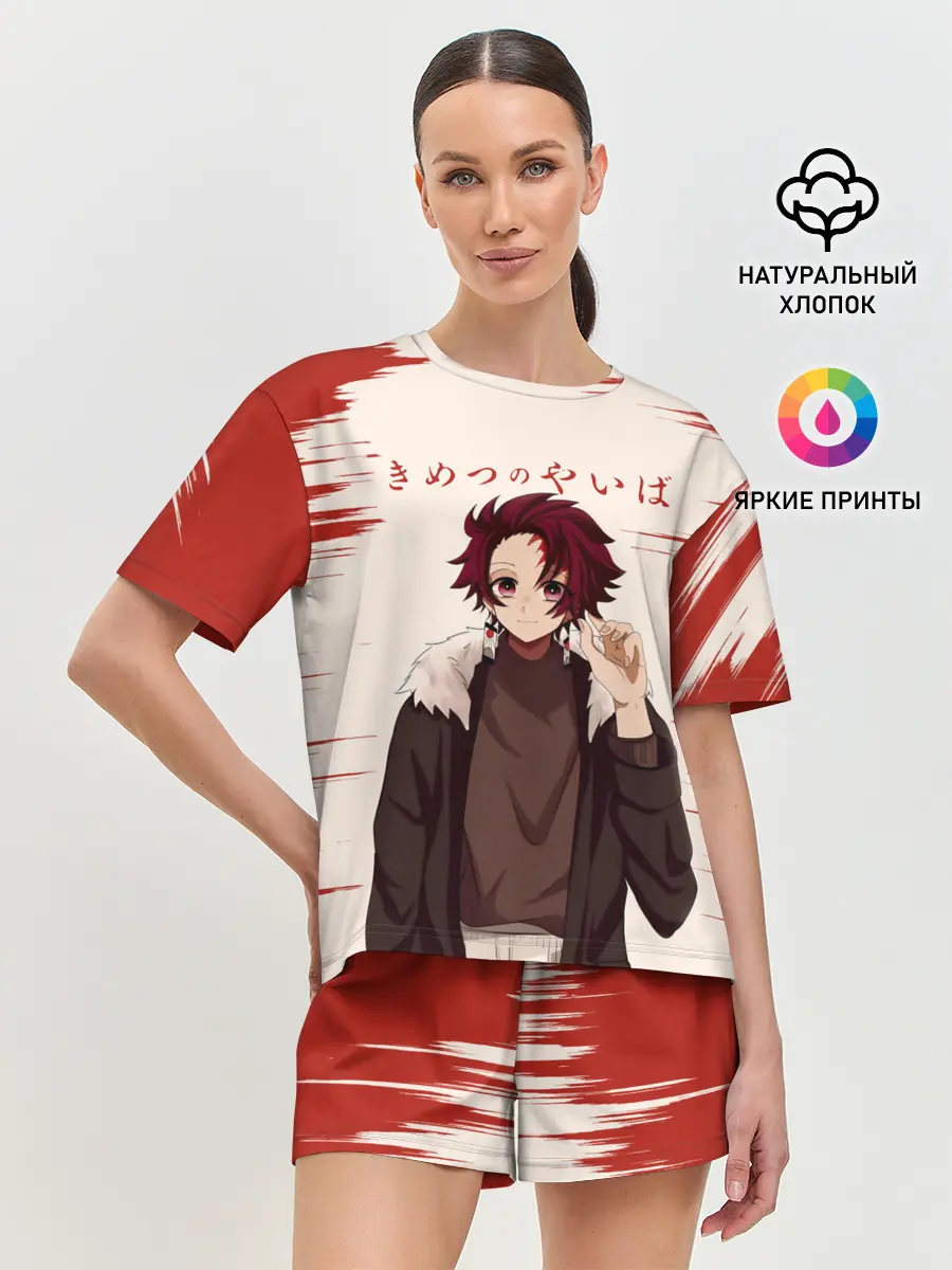 Женская пижама с шортами / Танджиро Камадо Kimetsu no Yaiba