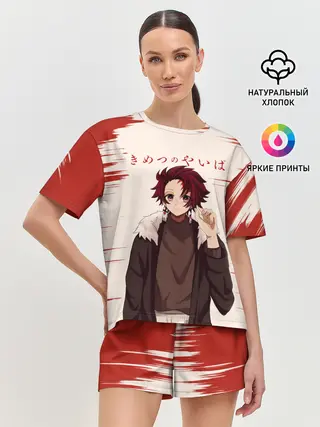 Женская пижама с шортами / Танджиро Камадо Kimetsu no Yaiba