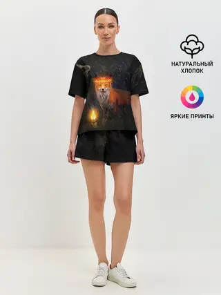 Женская пижама с шортами / Лиса с огненной короной
