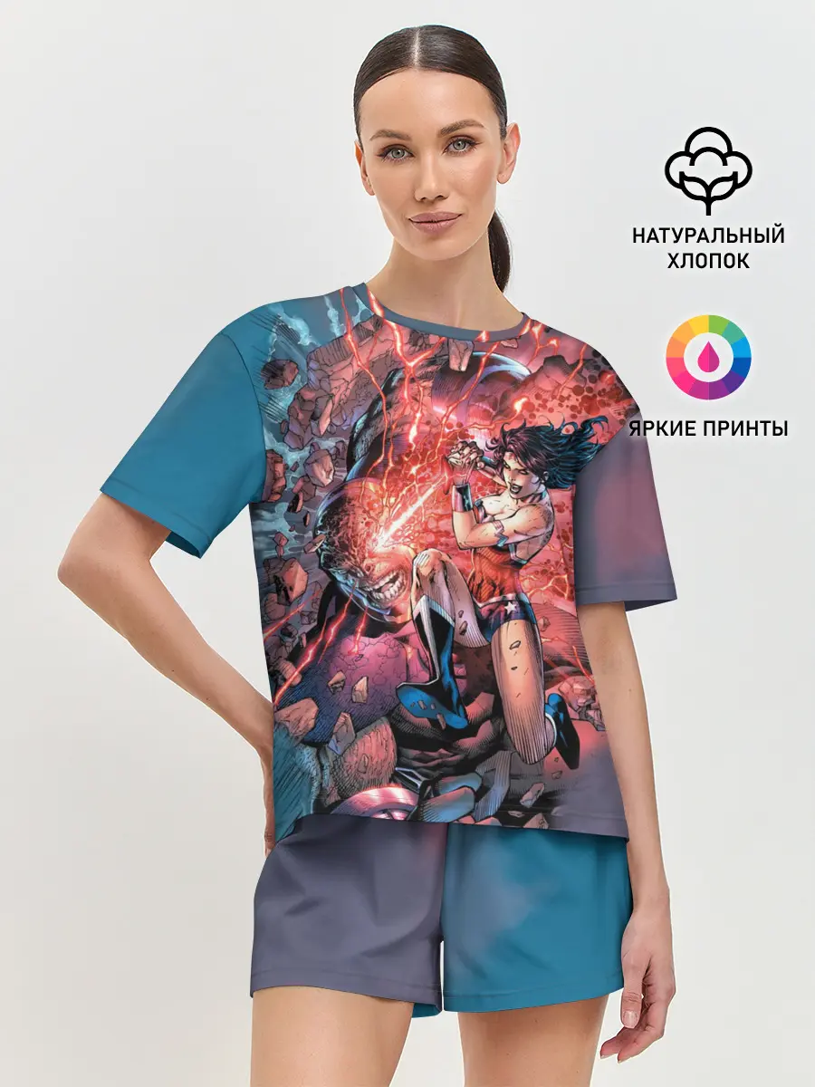 Женская пижама с шортами / Чудо-женщина VS Дарксайд