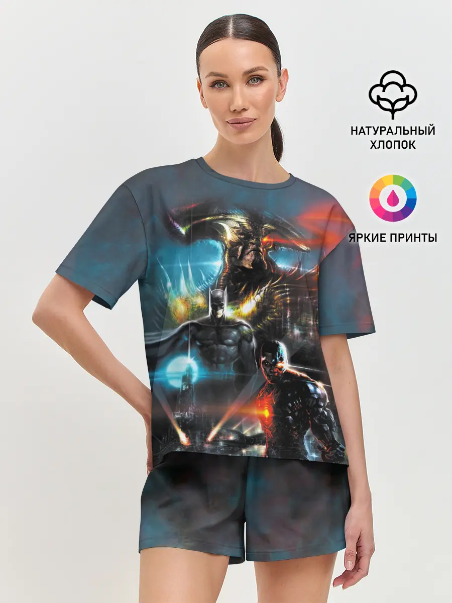 Женская пижама с шортами / Batman, Cyborg VS Steppenwolf