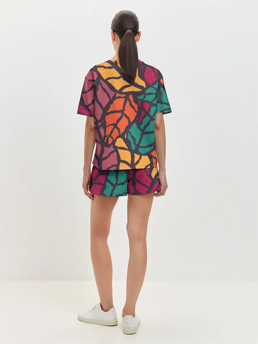 Женская пижама с шортами / Листья