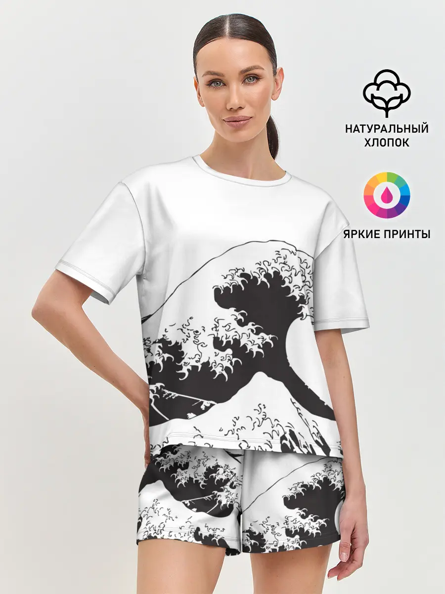 Женская пижама с шортами / Волна Канагава Япония | Sea Wave