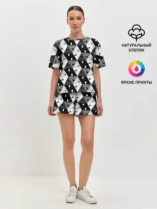 Женская пижама с шортами / Абстрактные кубики