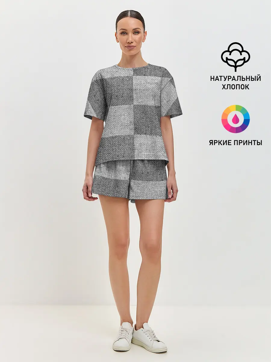 Женская пижама с шортами / Denim Patchwork