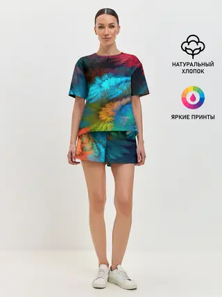 Женская пижама с шортами / Цветной дестрой