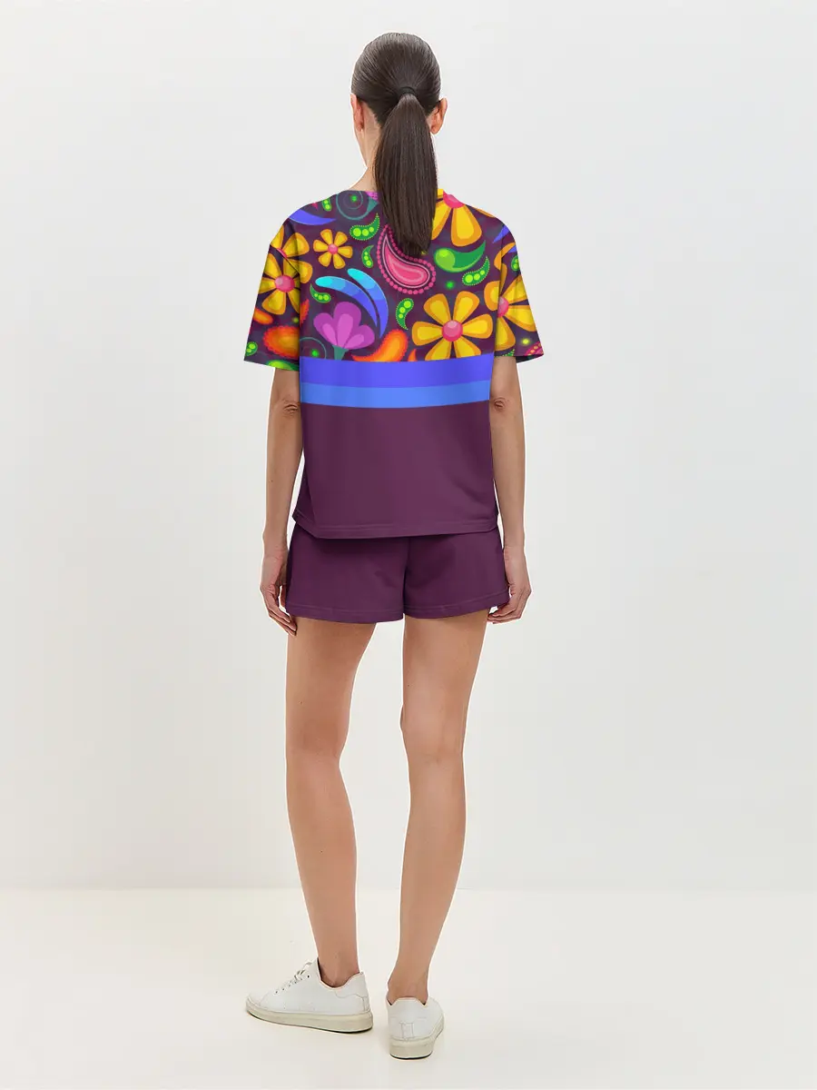 Женская пижама с шортами / Мультяшные Цветы