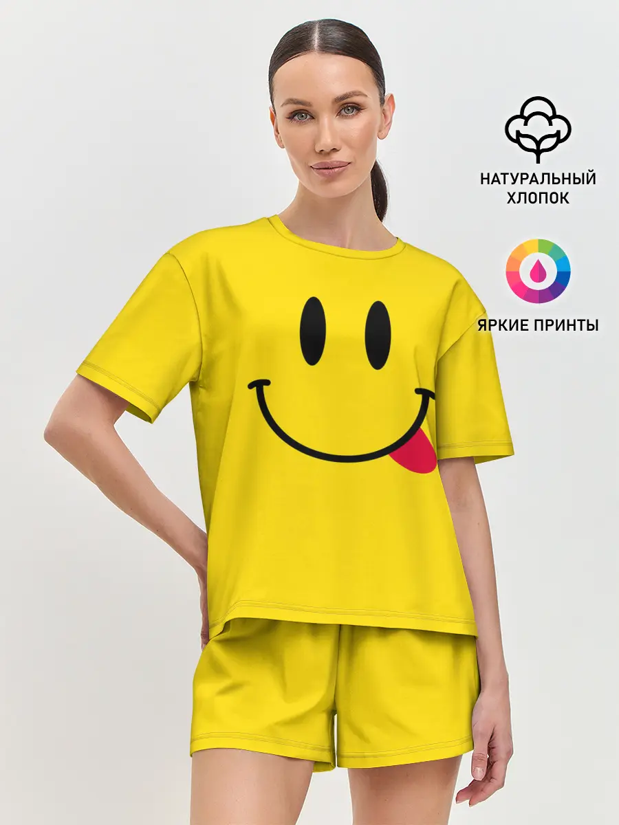 Женская пижама с шортами / Смайлик