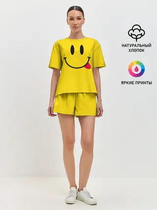 Женская пижама с шортами / Смайлик
