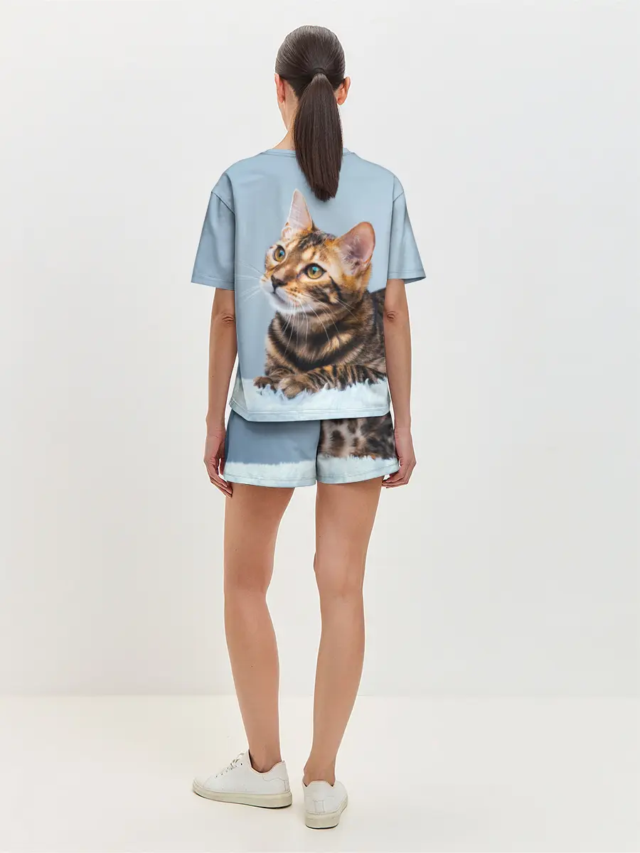 Женская пижама с шортами / Бенгальский кот
