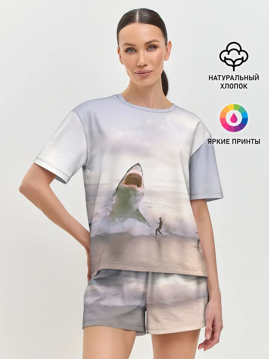 Женская пижама с шортами / Мегалодон