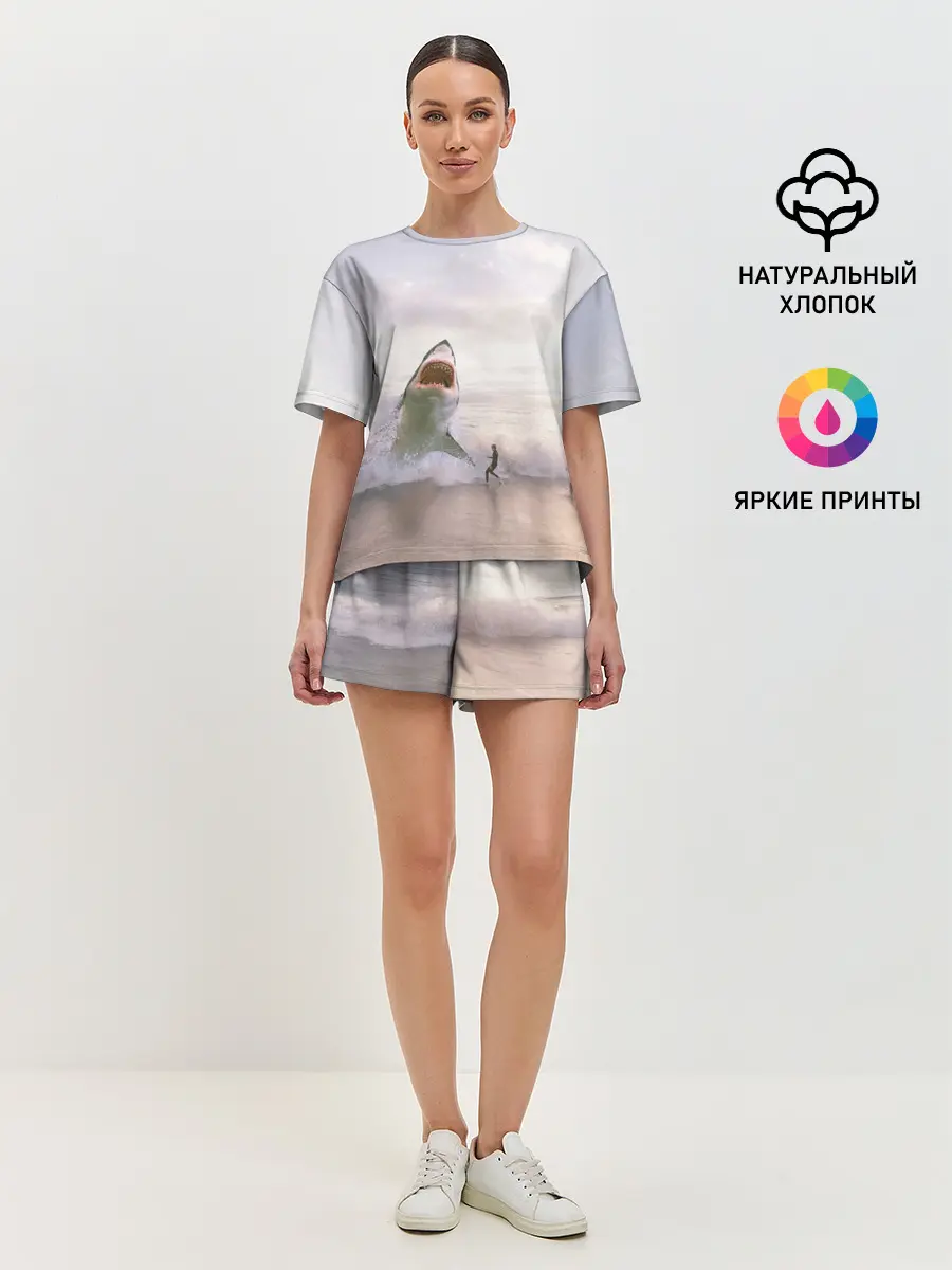 Женская пижама с шортами / Мегалодон