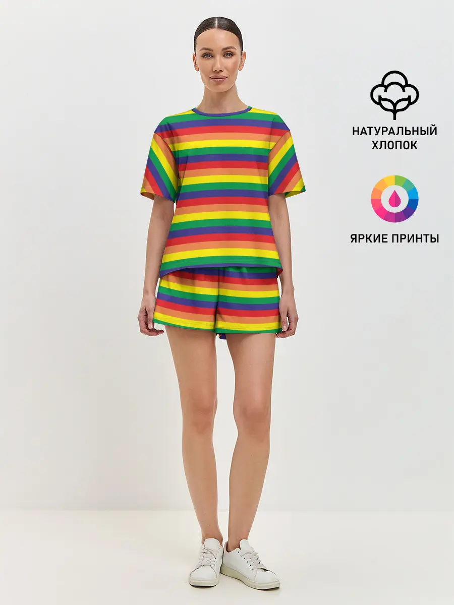 Женская пижама с шортами / Радуга