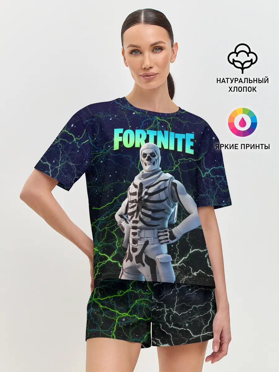 Женская пижама с шортами / Fortnite Skull Trooper