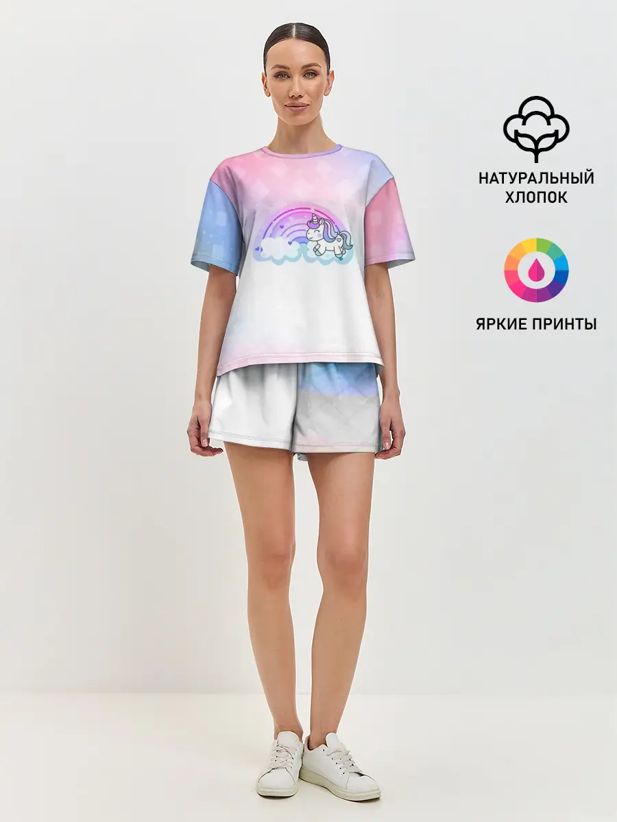 Женская пижама с шортами / Единорог