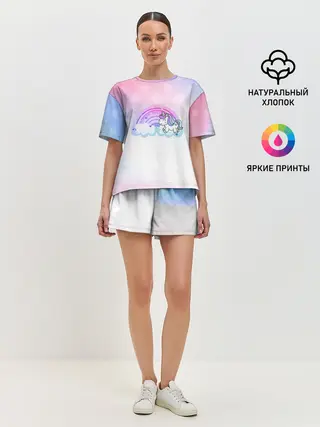 Женская пижама с шортами / Единорог