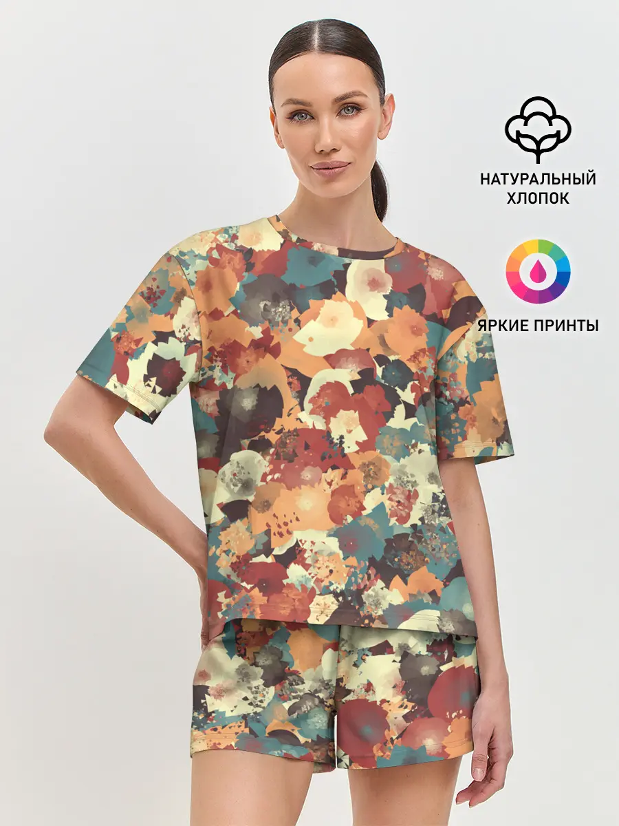 Женская пижама с шортами / Осенние цвета