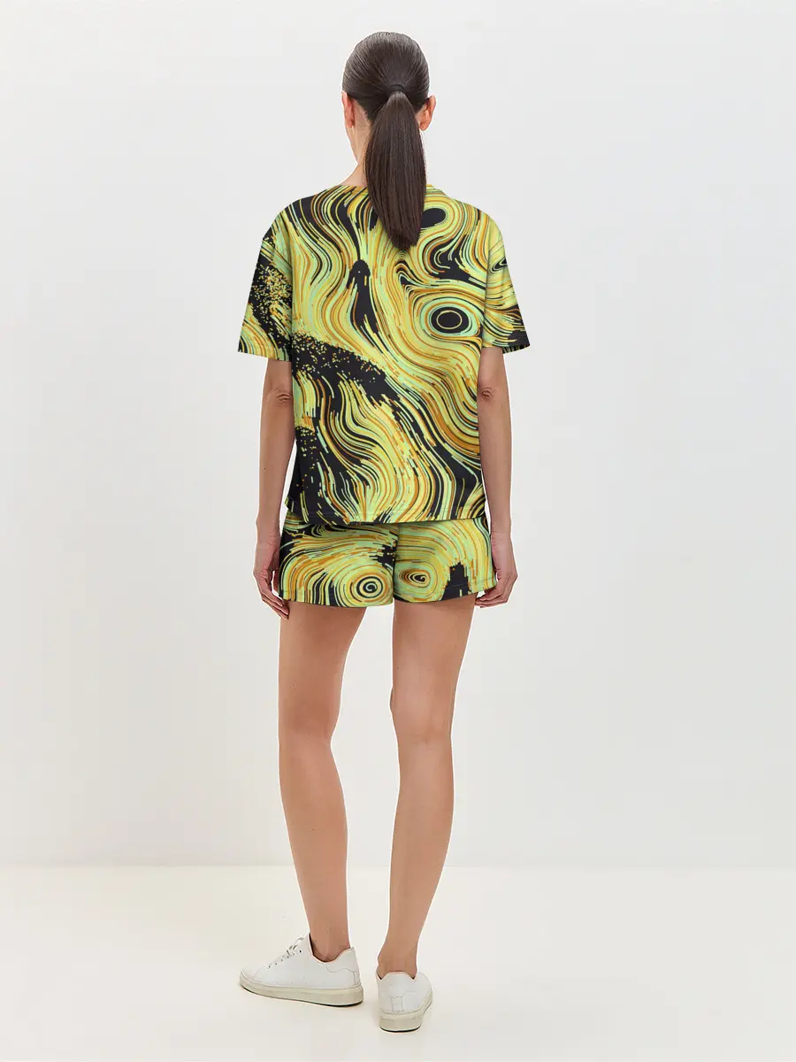 Женская пижама с шортами / Желтые линии