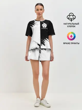 Женская пижама с шортами / Черный Клевер инверсированный фон