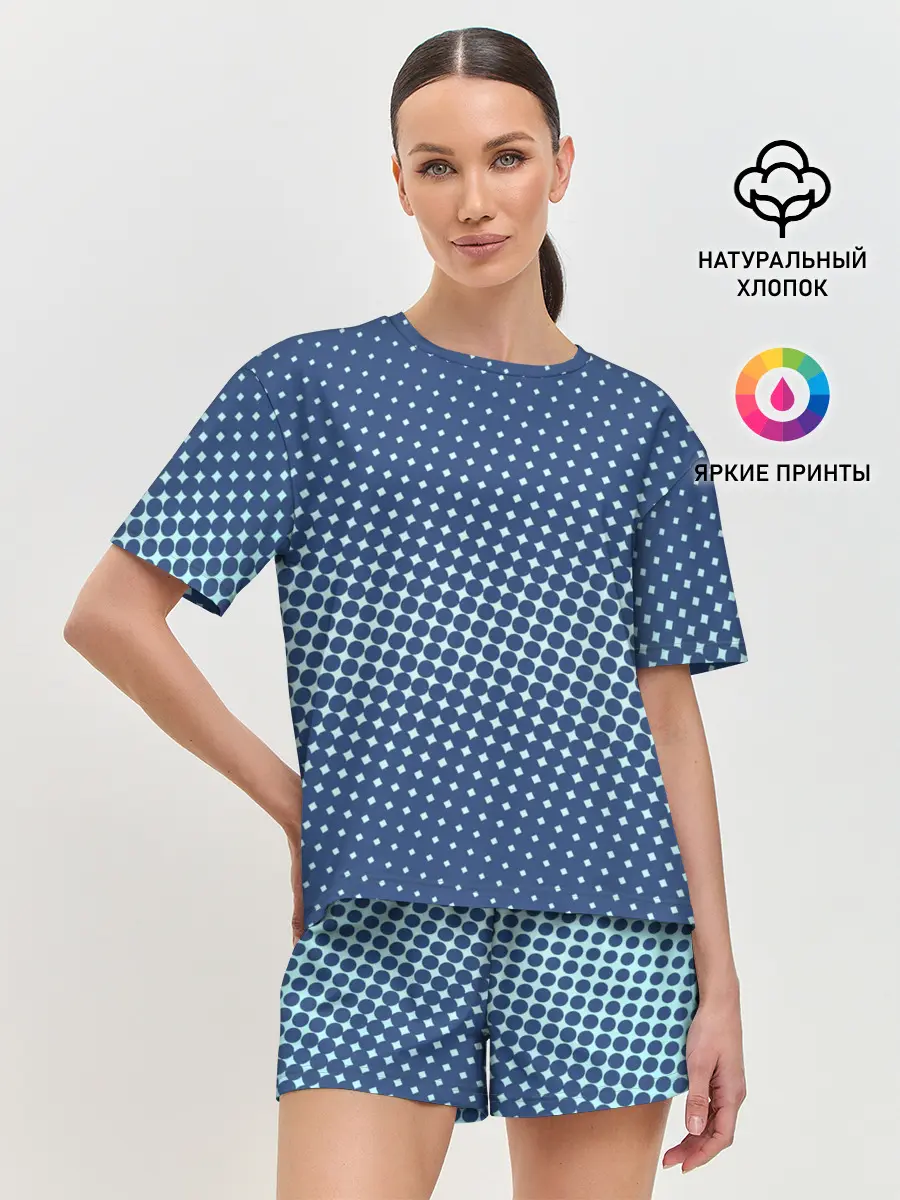 Женская пижама с шортами / Хаотичный горошек