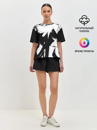 Женская пижама с шортами / Темная космическая Люкс