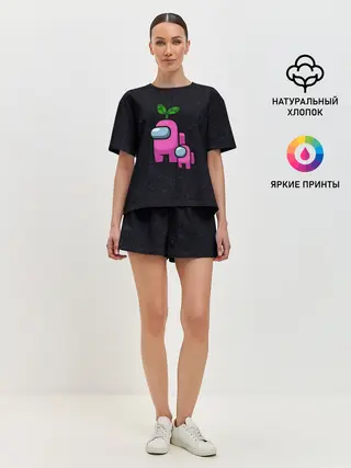 Женская пижама с шортами / Among us Pink+ kid Pink