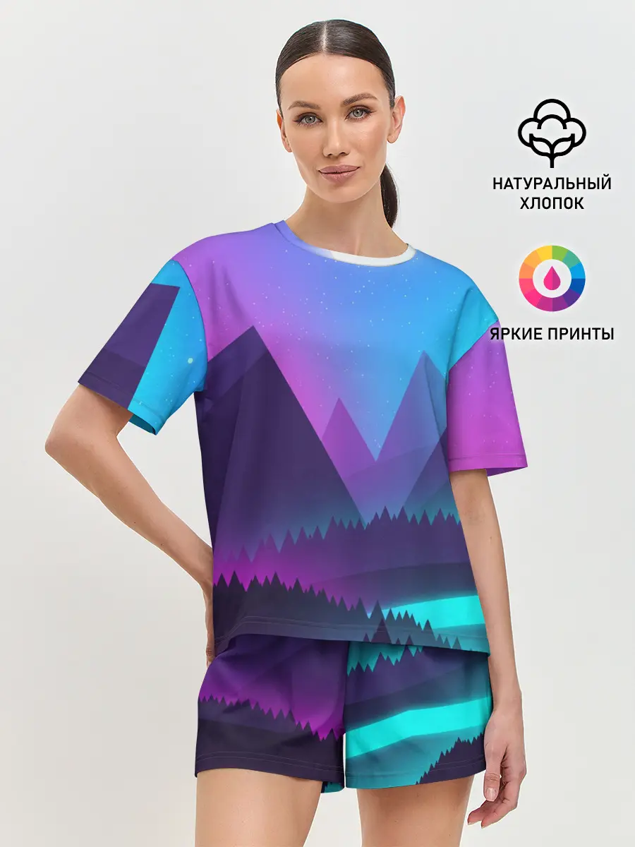 Женская пижама с шортами / NEON FOREST