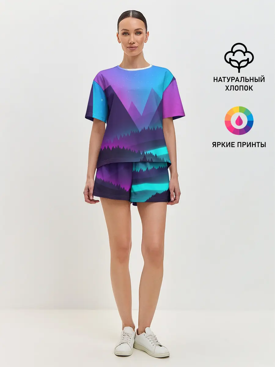 Женская пижама с шортами / NEON FOREST