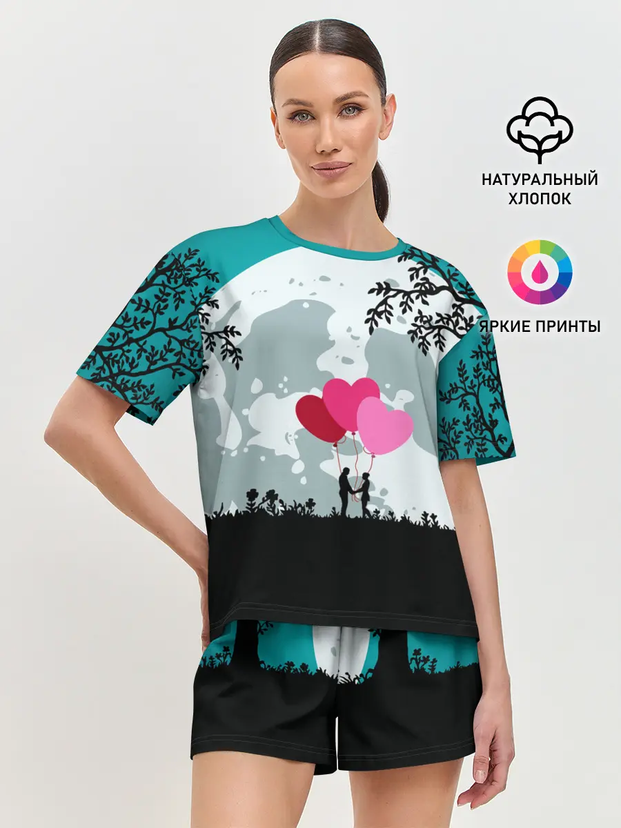 Женская пижама с шортами / Влюбленная Пара