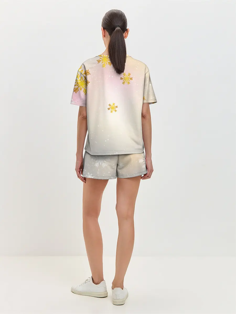 Женская пижама с шортами / Новогодний кот