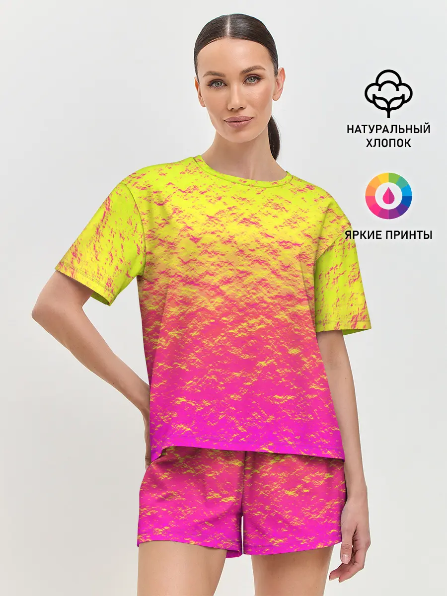 Женская пижама с шортами / Яркий закат