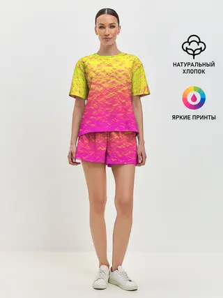 Женская пижама с шортами / Яркий закат