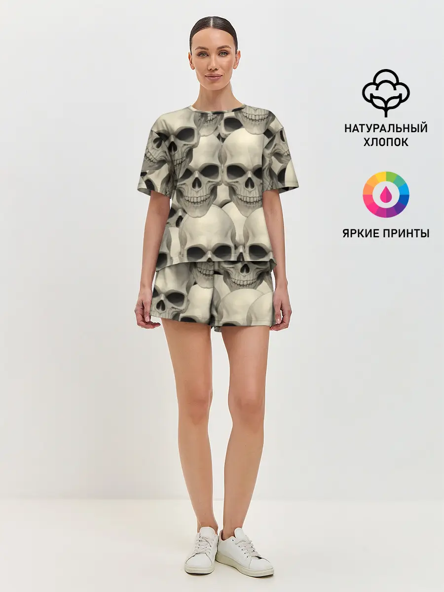 Женская пижама с шортами / Черепа
