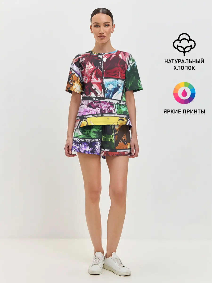 Женская пижама с шортами / EPIC MAIN ANIME CHARACTERS 3D!