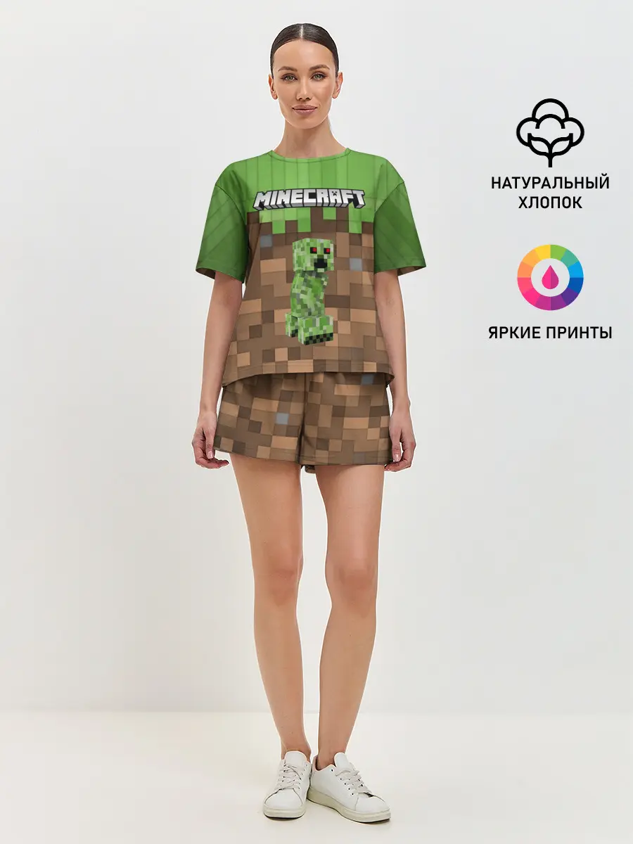Женская пижама с шортами / MineCraft | Крипер
