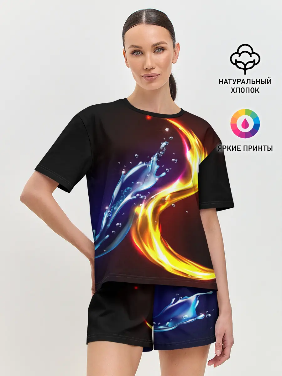 Женская пижама с шортами / ОГОНЬ И ВОДА