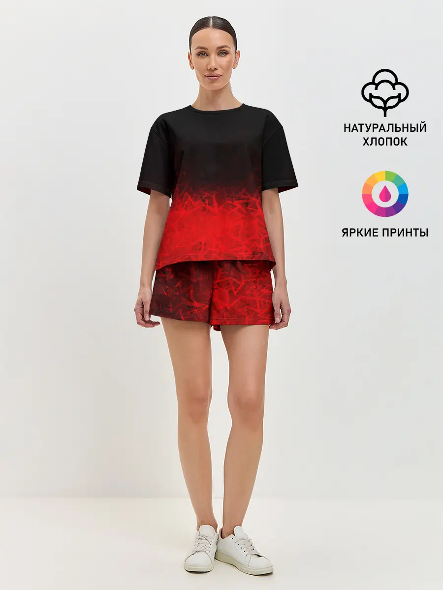 Женская пижама с шортами / КРАСНО-ЧЕРНЫЙ ГРАДИЕНТ