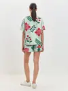 Женская пижама с шортами / цветы, ягоды, листья