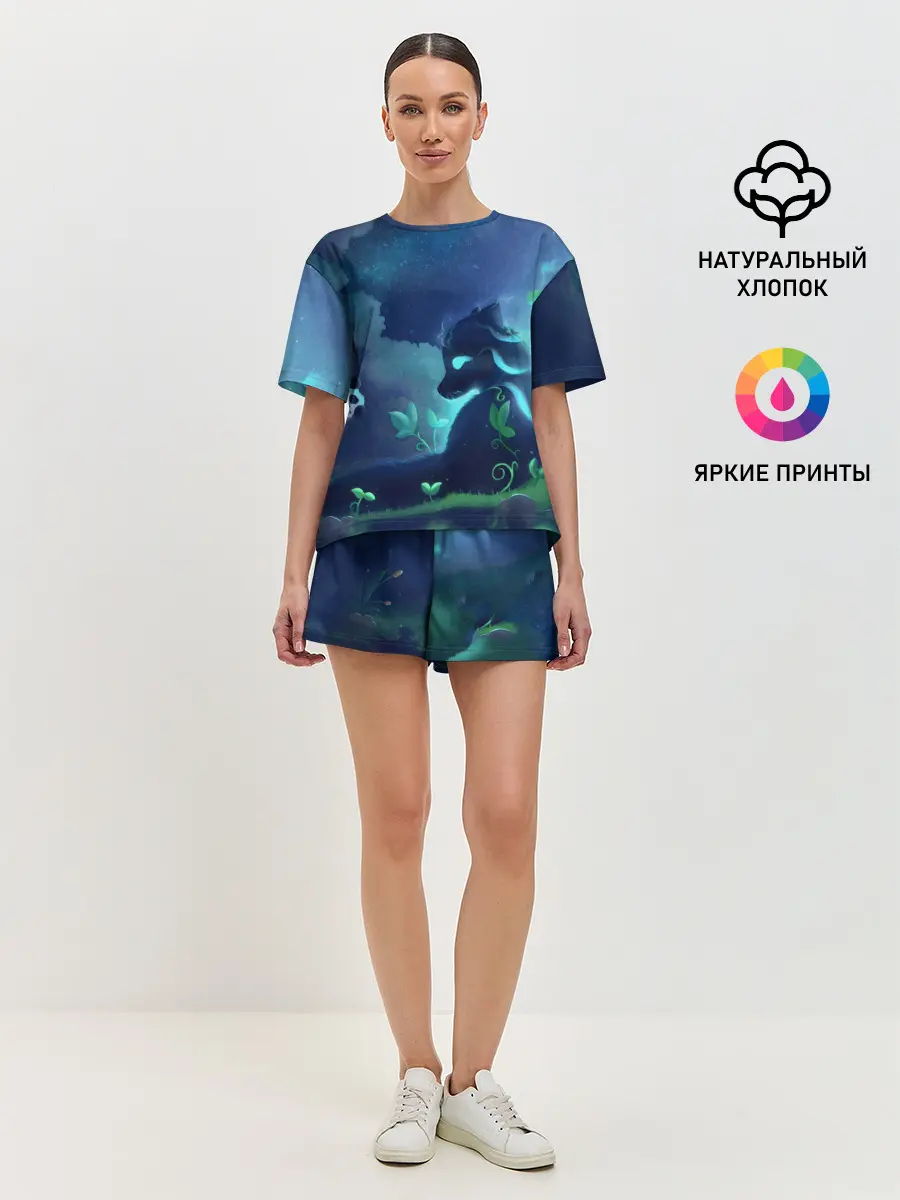 Женская пижама с шортами / Панда и лиса