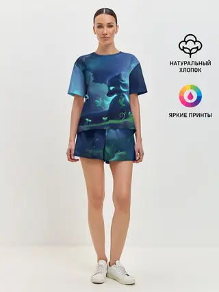 Женская пижама с шортами / Панда и лиса