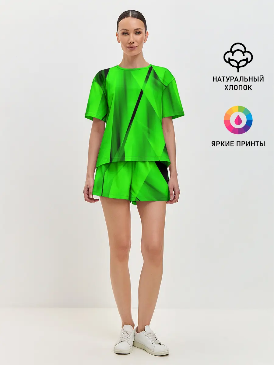 Женская пижама с шортами / Зеленый неон
