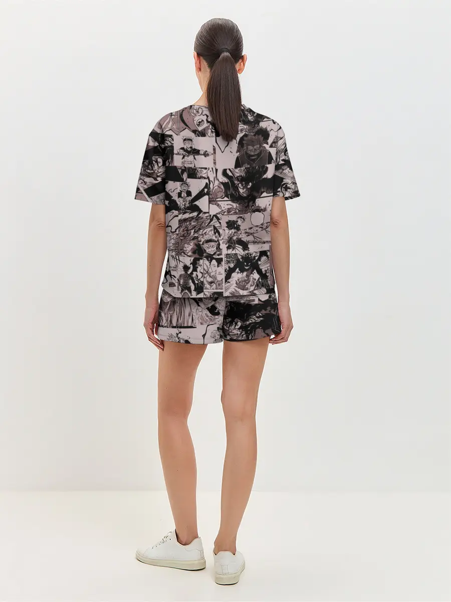 Женская пижама с шортами / ASTA manga monochrome pages